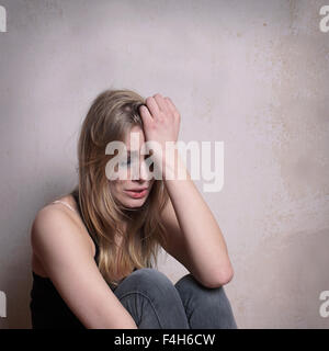 young woman crying Stock Photo