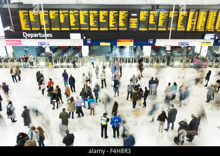 Crowds on the concourse at Waterloo Station, London, England, UK Stock Photo