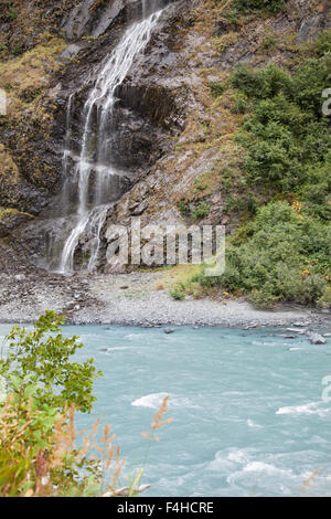 Bridal Veil Falls in  Keystone Canyon, Alaska Stock Photo