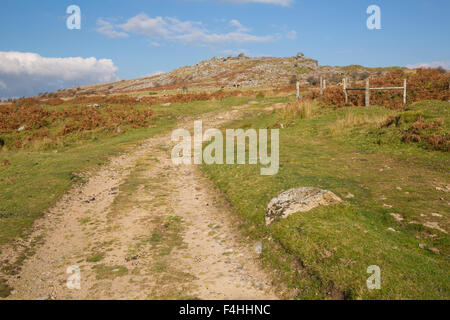 Looking towards the Cheesewring on Bodmin Moor Stock Photo