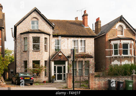Fake stone cladding on a large South London Victorian house. Stock Photo