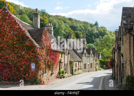 The Street in autumn, Castle Combe, Wiltshire, England, United Kingdom Stock Photo