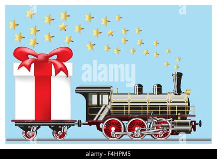 steam locomotive with gifts Stock Vector