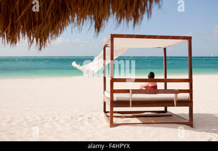 The main beach on Isla Mujeres, an island off Cancun, Quintana Roo, Mexico. Stock Photo