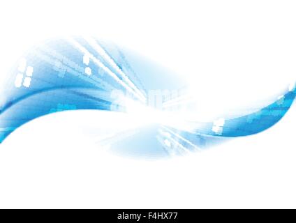 Light blue tech motion background. Waves vector design Stock Vector