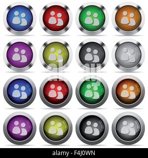 Set of user group glossy web buttons. Arranged layer structure. Stock Vector