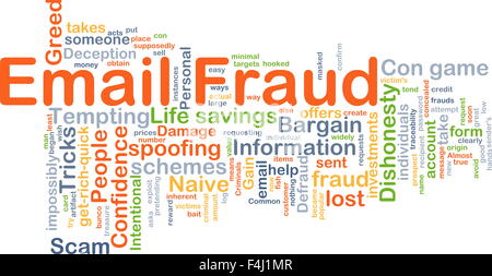Background concept wordcloud illustration of email fraud Stock Photo