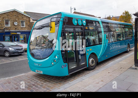 An Arriva Sapphire bus providing an enhanced 15 minute interval service on selected routes countrywide here at Guisborough Stock Photo