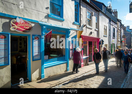 Historic Church Street in Whitby North Yorkshire UK in autumn sun light Stock Photo