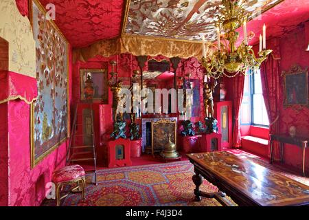 The Red Drawing Room, Hauteville House, Victor Hugo's House, St. Peter Port, Guernsey, Channel Islands, United Kingdom, Europe Stock Photo