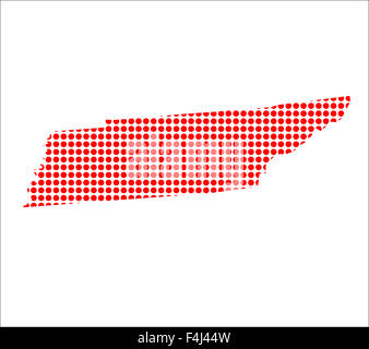 A map of the state of Tennessee created from a series of red dots over a white background Stock Photo