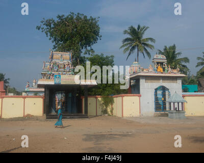 Hindu temple, French union territory of Pondicherry, Tamil Nadu, India, Asia Stock Photo