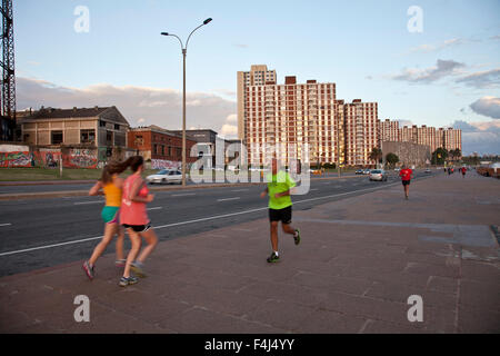 People exercising along the coastal road in Montevideo, Uruguay, South America Stock Photo