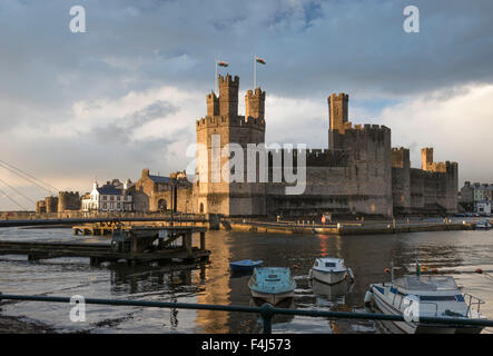 Caernarfon Castle, UNESCO World Heritage Site, Wales, United Kingdom, Europe Stock Photo