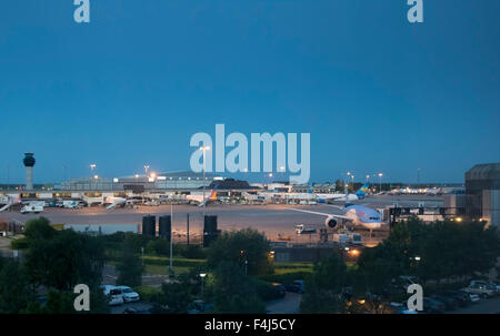 Manchester Airport at dusk, Manchester, England, United Kingdom, Europe Stock Photo