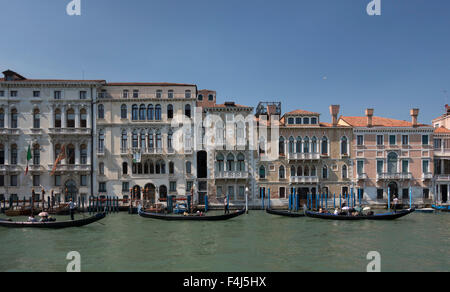 Houses on the Grand Canal, Venice, UNESCO World Heritage Site, Veneto, Italy, Europe Stock Photo