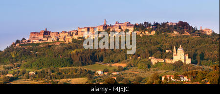 San Biagio church and Montepulciano, Siena Province, Tuscany, Italy, Europe Stock Photo