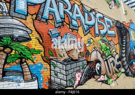 Mural on wall, Surfers Paradise, Queensland, Australia Stock Photo