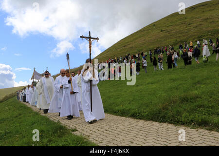 Blessed Sacrament procession, Shrine of Our Lady of La Salette, La Salette-Fallavaux, Isere, France Stock Photo