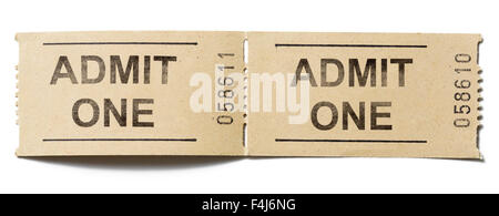 admit one tickets isolated on white Stock Photo