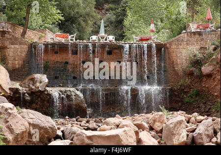 Cafe at the top of a small waterfall in the Ourika Valley near Setti Fatma, around 50 km south of Marrakesh, Morocco