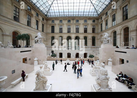 Cour Marly sculpture room inside The Louvre Museum, Paris, France, Euruope Stock Photo