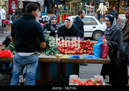 Vegetable stall in Ramallah, West Bank, Palestinian Territories, Middle East Stock Photo