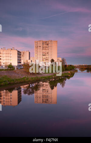 Looking across the River Cher towards the suburbs of Tours, Indre et Loire, France, Europe Stock Photo