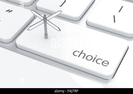 3d illustration of arrows road sign on the keyboard. Choice concept Stock Photo