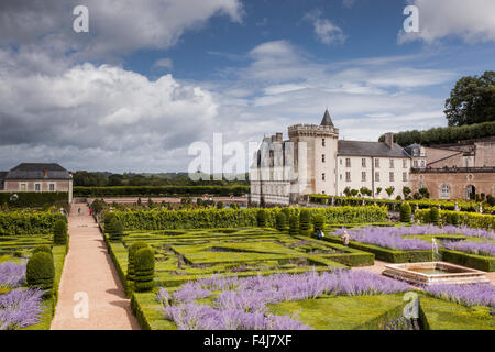 The beautiful castle and gardens at Villandry, UNESCO World Heritage Site, Indre et Loire, Centre, France, Europe Stock Photo