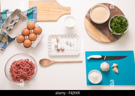 Making italian traditional meatballs Stock Photo
