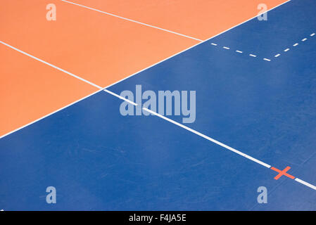 Marks on the floor of a sports hall Stock Photo