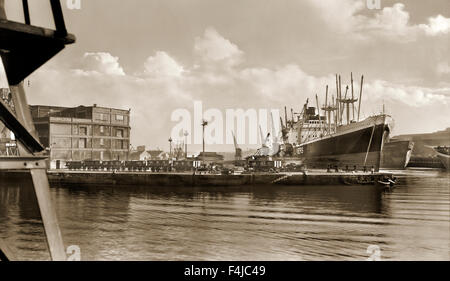 Salford Docks, Manchester, England in 1967. Quay is now site of the Lowry Theatre. Picture taken from what is now 'MediaCityUK' Stock Photo