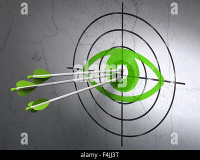 Safety concept: arrows in Eye target on wall background Stock Photo