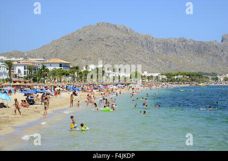 Pollenca Beach, Pollensa beach, Puerto Pollenca, Majorca, Mallorca, Balearic Islands, Spain Stock Photo