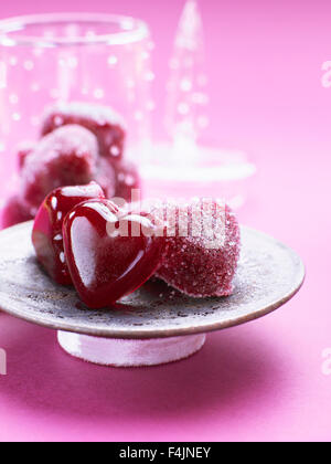 Heart shaped red candies Stock Photo