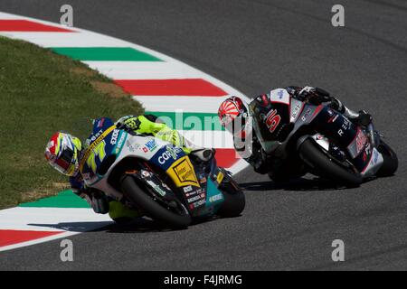 29th May 2015, Mugello Circuit, Italy.  Dominique Aegerter leading Johann Zarco during free practice at Mugello Circuit Stock Photo