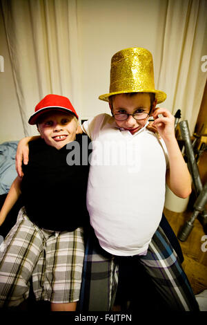 Two boys dressed up Stock Photo