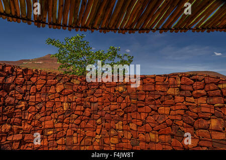 Stone wall at the Etendeka Mountain Camp, Namibia, Africa Stock Photo