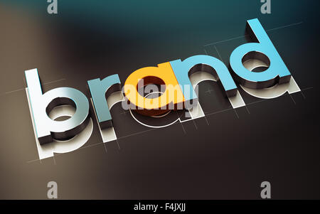 Brand nane design over black background, 3D concept illustration of company identity. Stock Photo