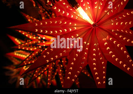 Beautiful traditional lanterns lit on the occassion of Diwali / Christmas festival in India. Stock Photo