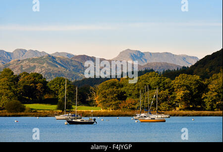 Windermere and the Lake District Fells in Autumn. Waterhead, Ambleside, Cumbria, England, United Kingdom, Europe. Stock Photo