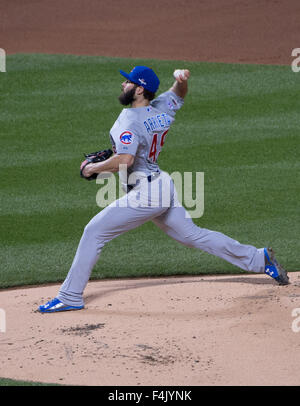 Chicago Cubs starting pitcher Jake Arrieta agains the Boston Red Sox ...