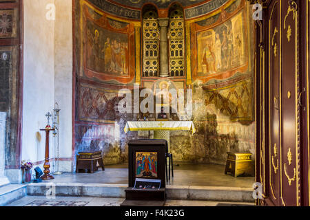 Rome, Italy - August 6, 2015: Interior of the Basilica of Saint Mary in Cosmedin Stock Photo