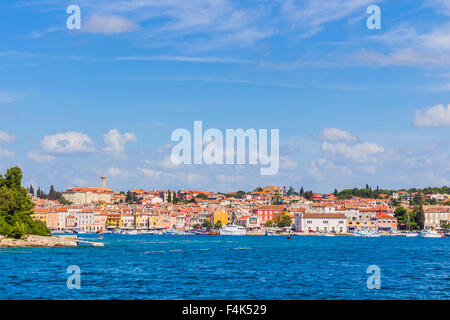 Panoramic view on old town Rovinj from harbor. Istria peninsula, Croatia Stock Photo