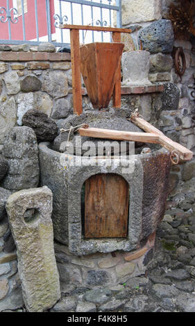 Ancient grain hand grinding millstones Stock Photo