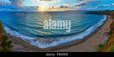 Sea sunset view from Mytikas Beach (Greece,  Lefkada, Ionian Sea). Stock Photo