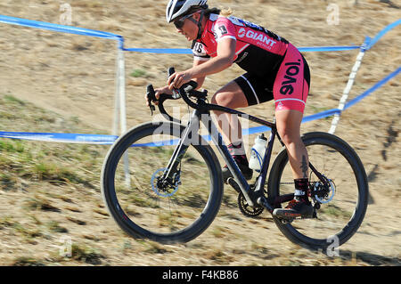 Boulder, Colorado, USA. 17th Oct, 2015. Elite cyclist, Kate Powlison, in action during the U.S. Open of Cyclocross, Valmont Bike Park, Boulder, Colorado. © csm/Alamy Live News Stock Photo