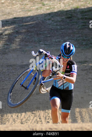 Boulder, Colorado, USA. 17th Oct, 2015. Elite cyclist, Caroline Mani, in action during the U.S. Open of Cyclocross, Valmont Bike Park, Boulder, Colorado. © csm/Alamy Live News Stock Photo