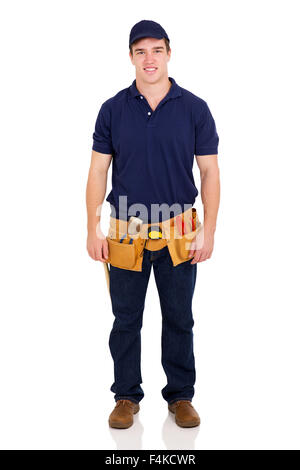 portrait of young repairman isolated on white background Stock Photo